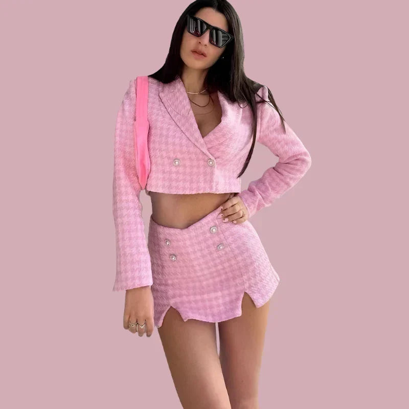 Kurze Blazer und Rock-Sets