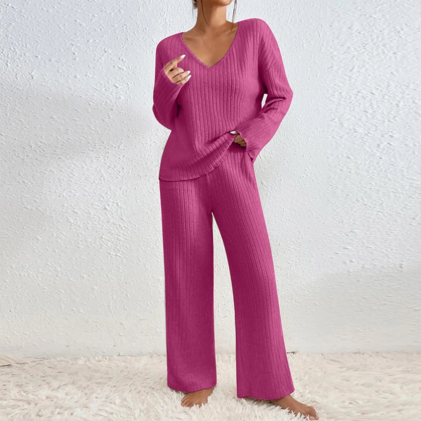 MODEGEIST Damen Strick-Set Zweiteiler Oversized Polyester Nylon