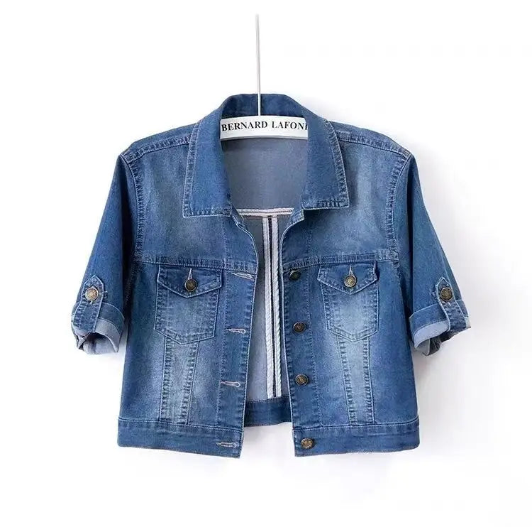 Kurzärmlige Jeansjacke in Uni