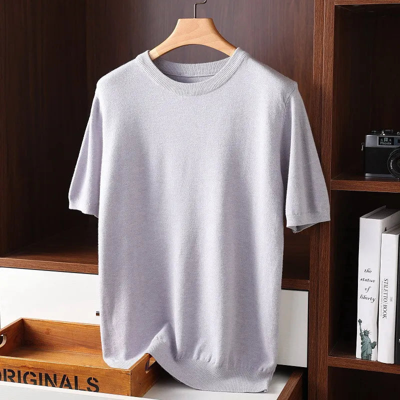 Gepflegtes Herren-Rundhals-T-Shirt aus Kaschmir