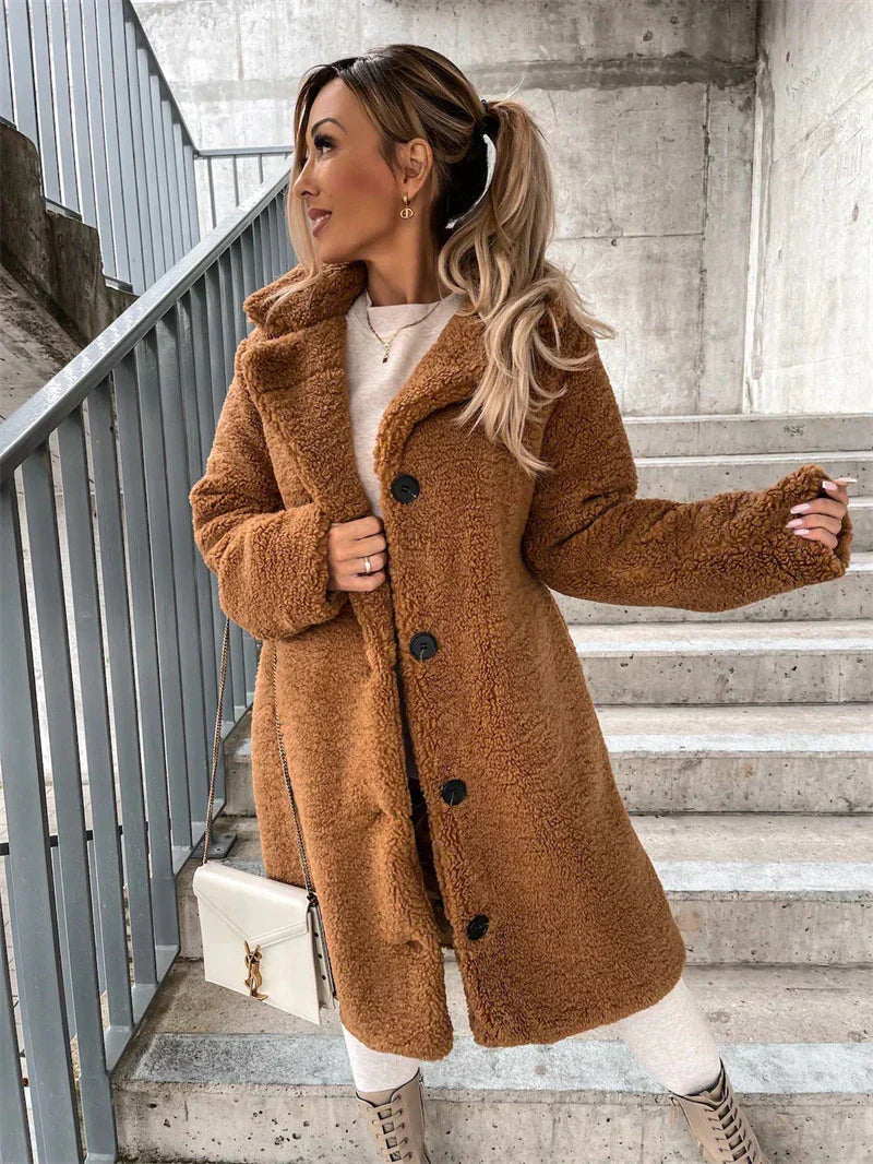 Long Lambskin Coat - Claret