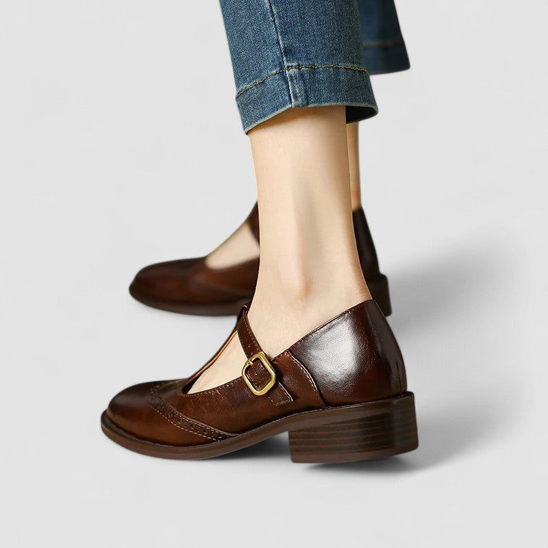 MODEGEIST Damen Mary Jane Schuhe Casual Komfort Lederoptik