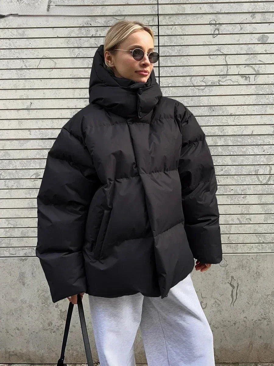 ModeGeist | Steppparka mit Kapuze und Taschen für Frauen Ideal für den Winter