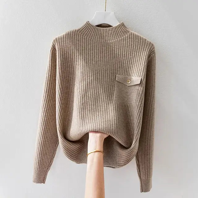 MODEGEIST Damen Strickpullover leicht entspannte Passform Casual