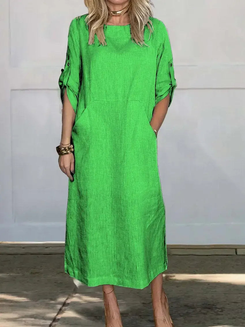 MODEGEIST Damen A-Linien Kleid Locker Abend Drapiert Hellblau