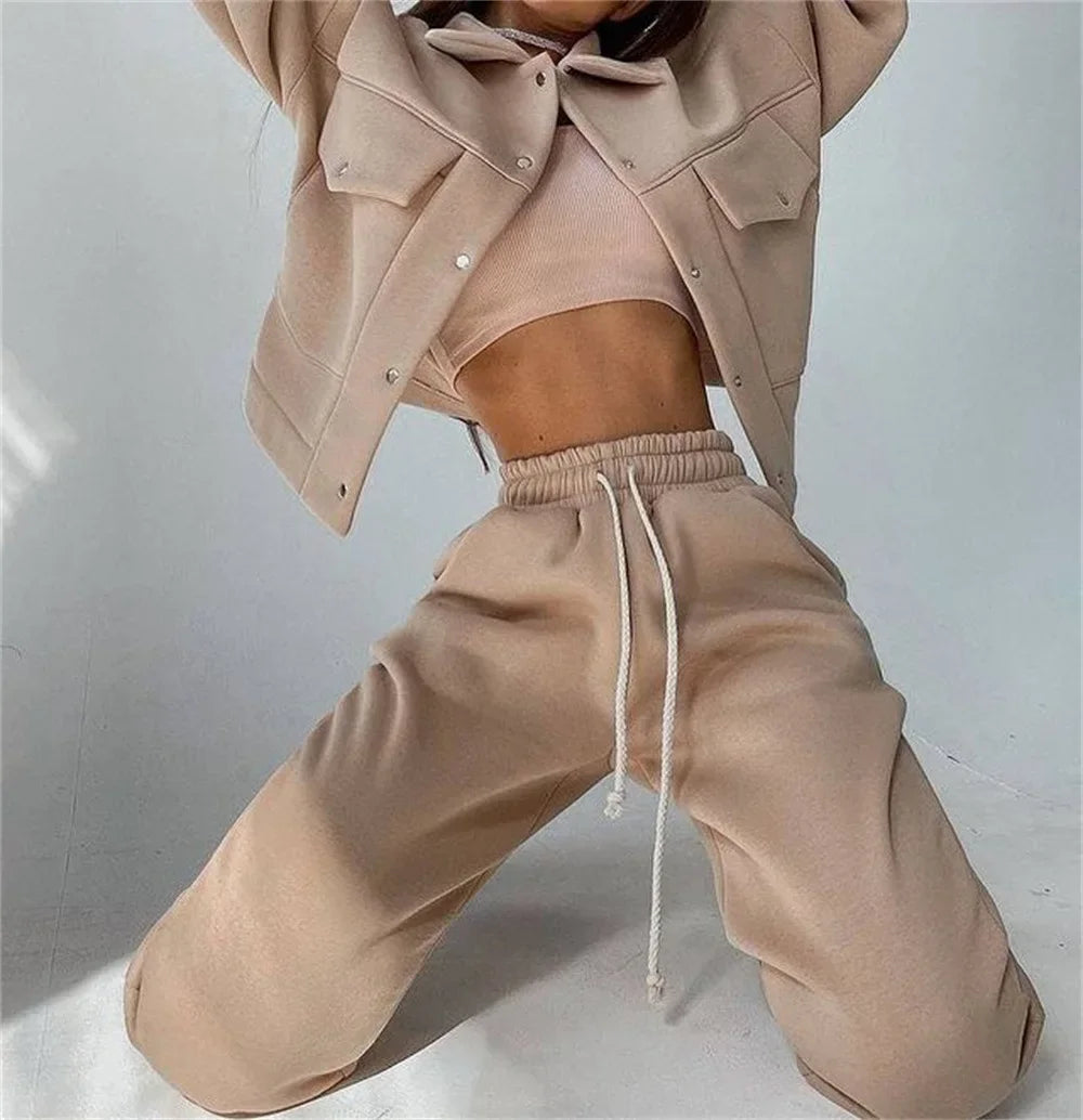 Lunarith Damen Trainingsset: Jacke und Hose mit Kordelzug