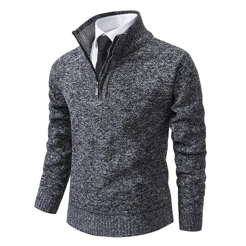 Fleece-gefütterter Pullover von Fudus mit Halb-Reißverschluss