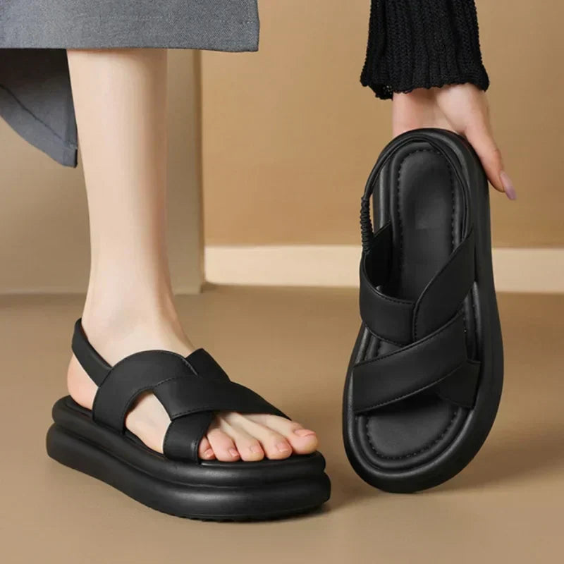 MODEGEIST Damen Wedge-Sandalen Fußbogenstütze Komfort