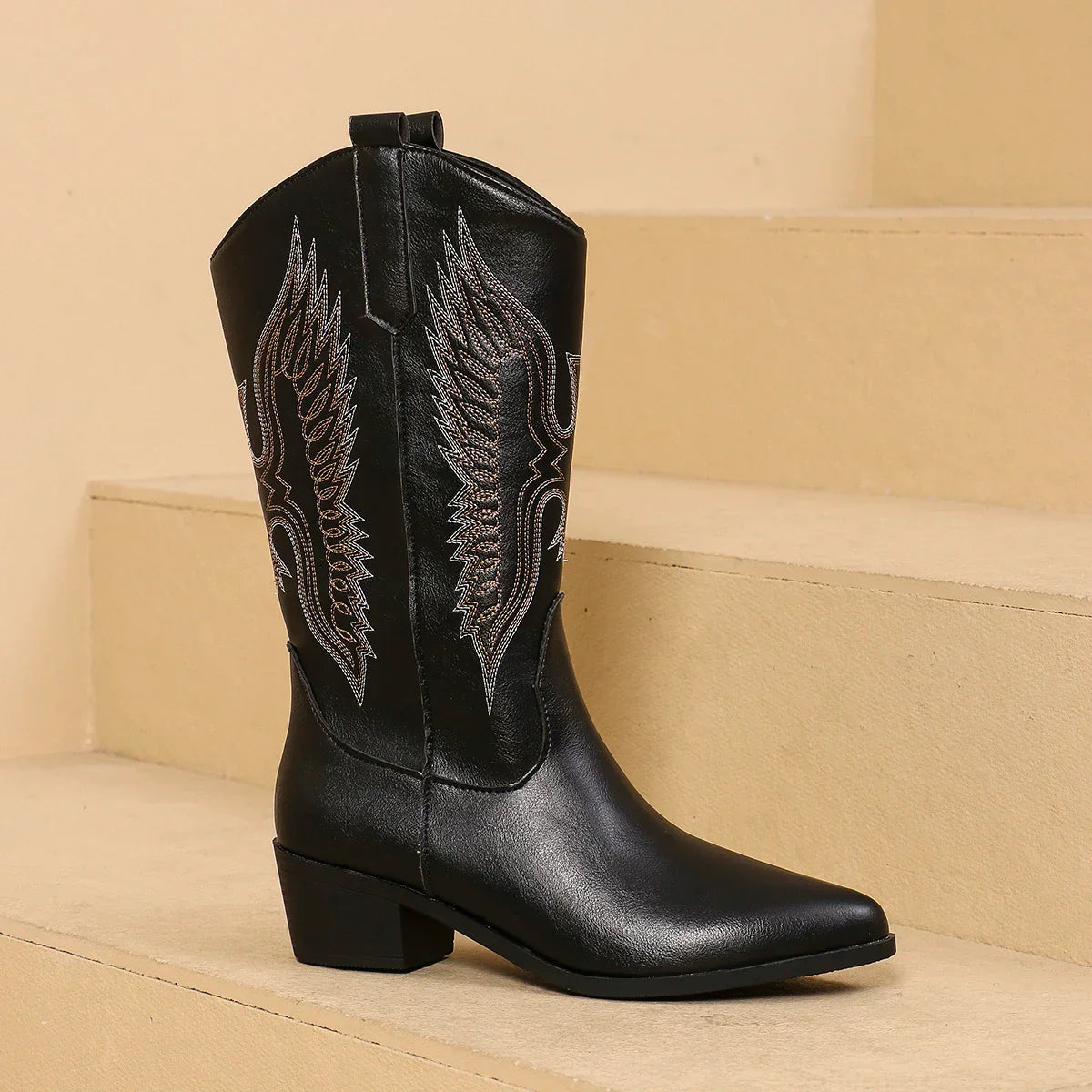 ModeGeist | Western-Stiefel mit Niedrigem Absatz für Frauen