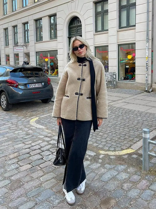 ModeGeist | Toggle Front Übergröße Mantel Lässige Freizeitoberbekleidung