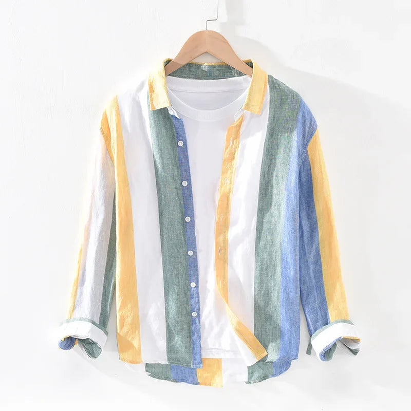 ModeGeist | Gestreifte Leichtgewichts-shirt Baumwollmischung Lässiger Stil