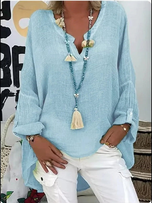 MODEGEIST Damen Oversize-Bluse Leichter Stoff Weiß