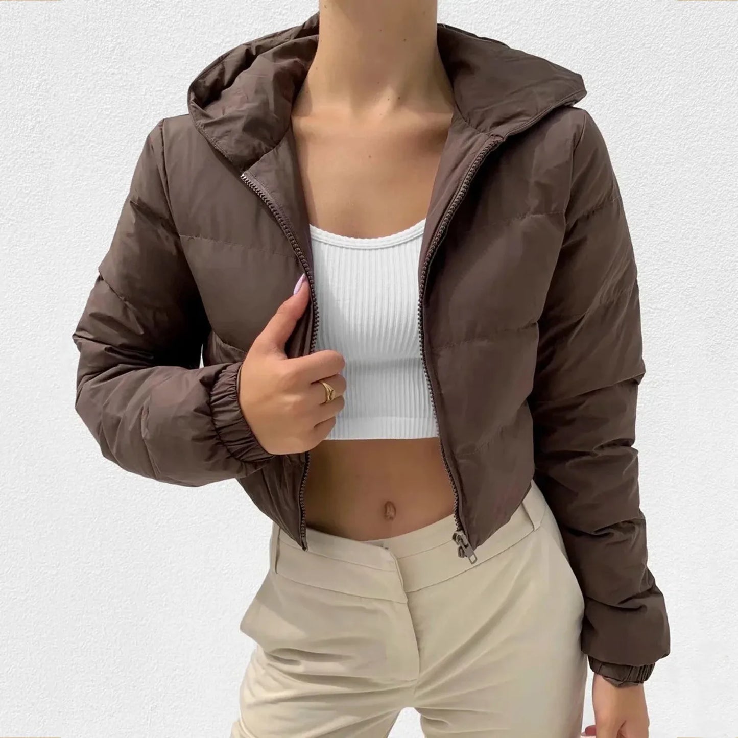 ModeGeist | Herbst Winter Lässige Fleece Doppelt Gearbeitete Daunenjacke mit Revers