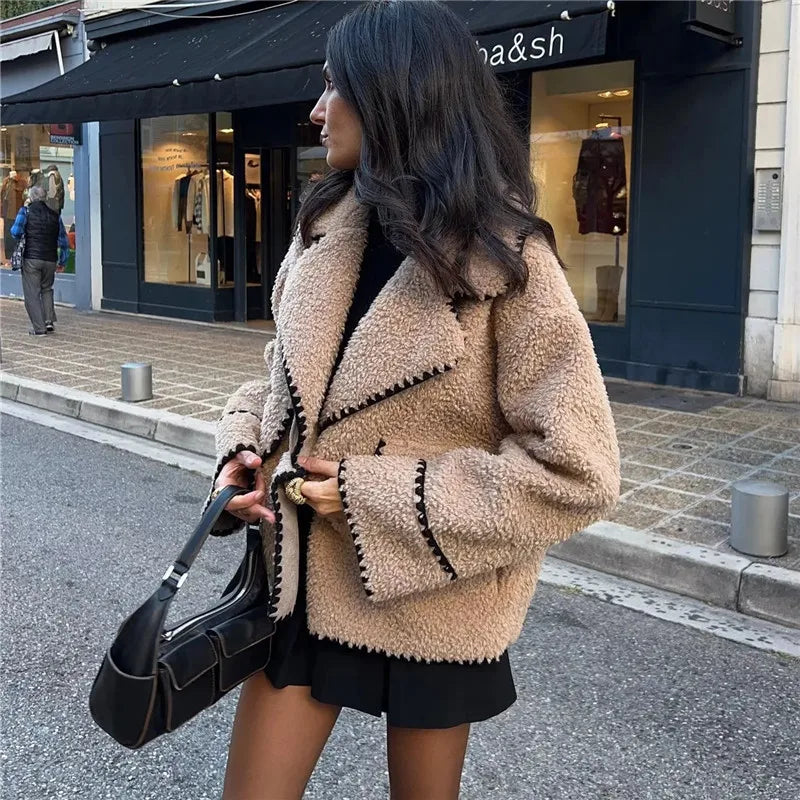ModeGeist | Fleece Jacke Beige Warm und Bequem