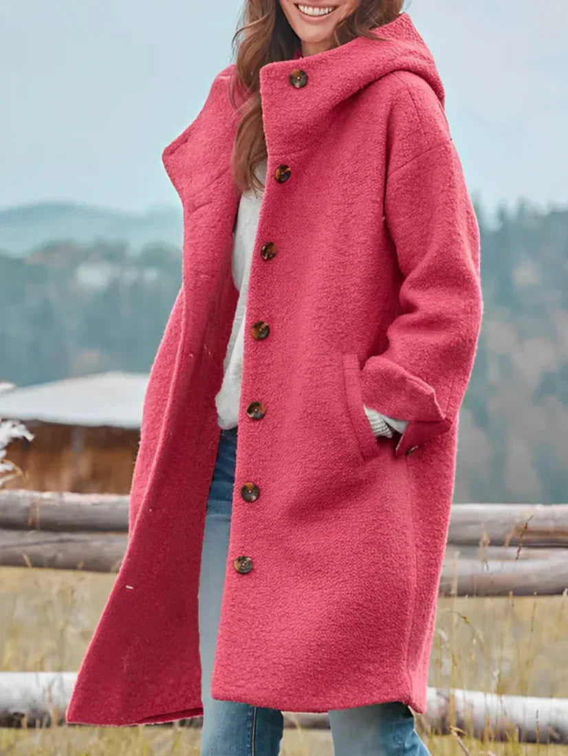 ModeGeist | Übergrobe Bouclé-Jacke mit Knopfverschluss