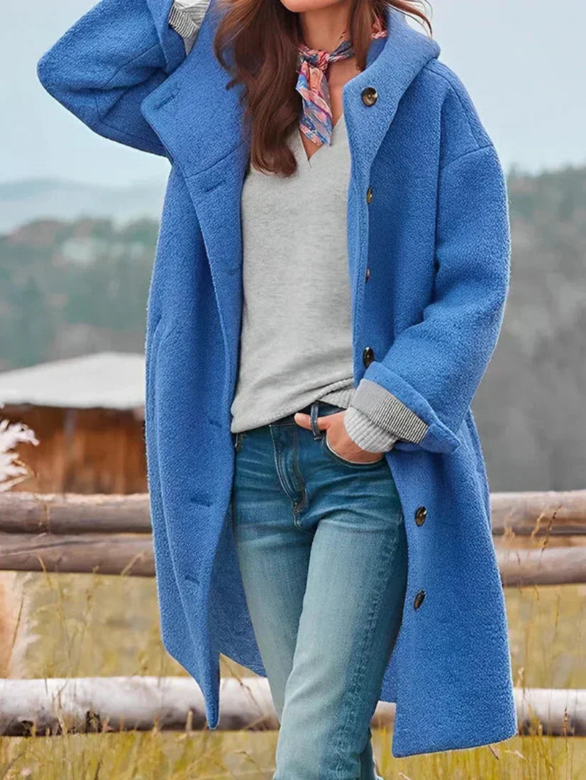 ModeGeist | Übergrobe Bouclé-Jacke mit Knopfverschluss