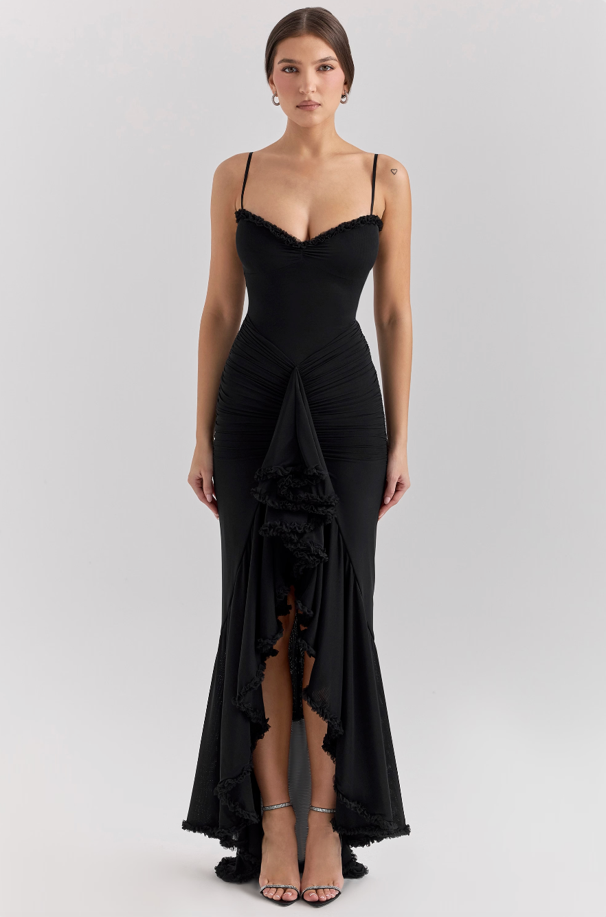 MODEGEIST Damen Spitzenkleid Raffung Elegant Cocktailkleid