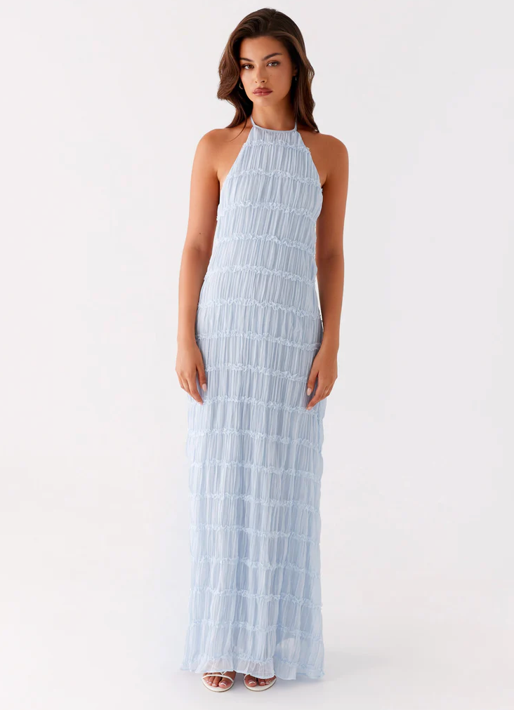MODEGEIST Damen Maxi-Kleid Neckholder Fließend Verstellbar Rosa