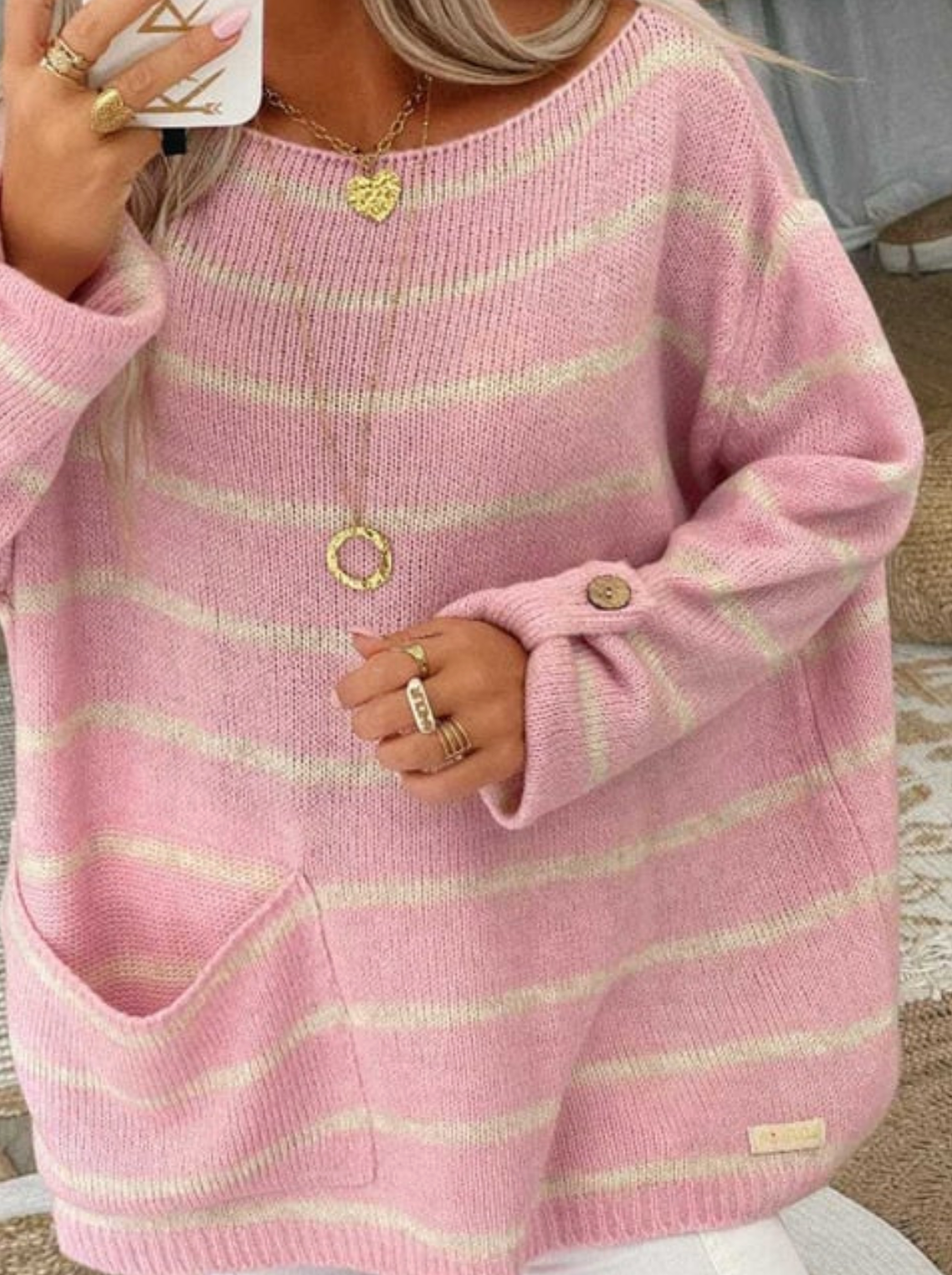 ModeGeist | Strick Oversize Pullover Wollmischung Lässig, Farblich