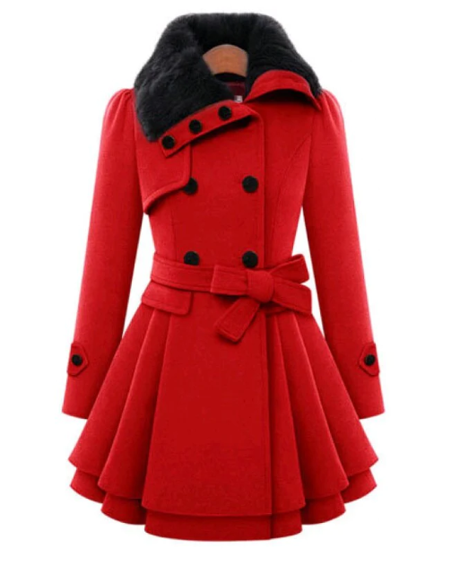 ModeGeist | Wollmischjacke - stilvolle doppelte Breasted Jacke mit Gürtel