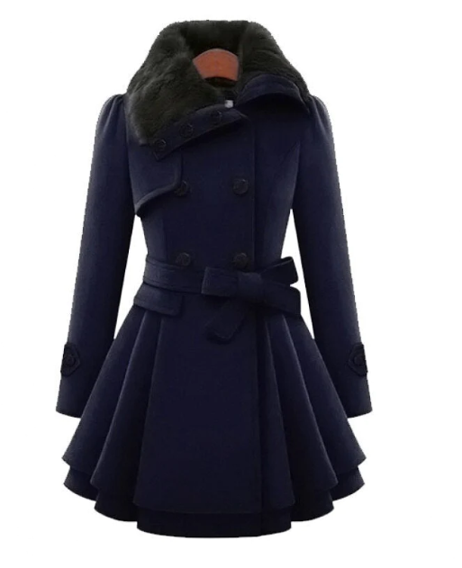 ModeGeist | Wollmischjacke - stilvolle doppelte Breasted Jacke mit Gürtel