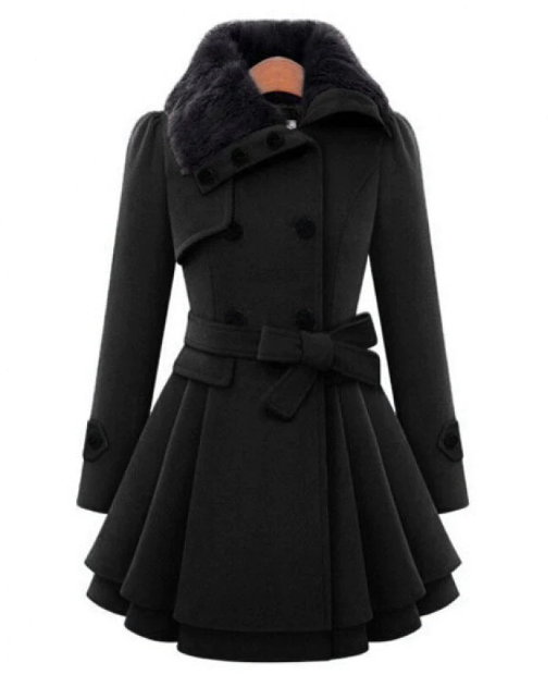 ModeGeist | Wollmischjacke - stilvolle doppelte Breasted Jacke mit Gürtel