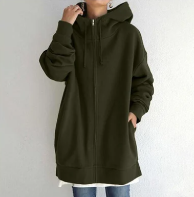 ModeGeist | Damen Hoodie mit Kapuze und Reißverschluss für Herbst Winter