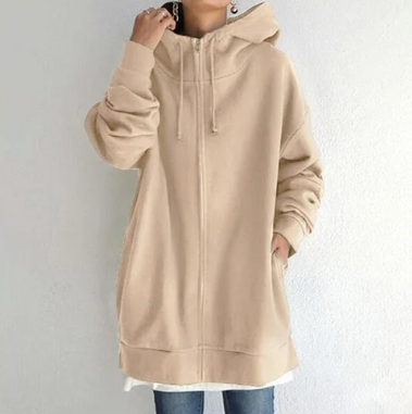 ModeGeist | Damen Hoodie mit Kapuze und Reißverschluss für Herbst Winter