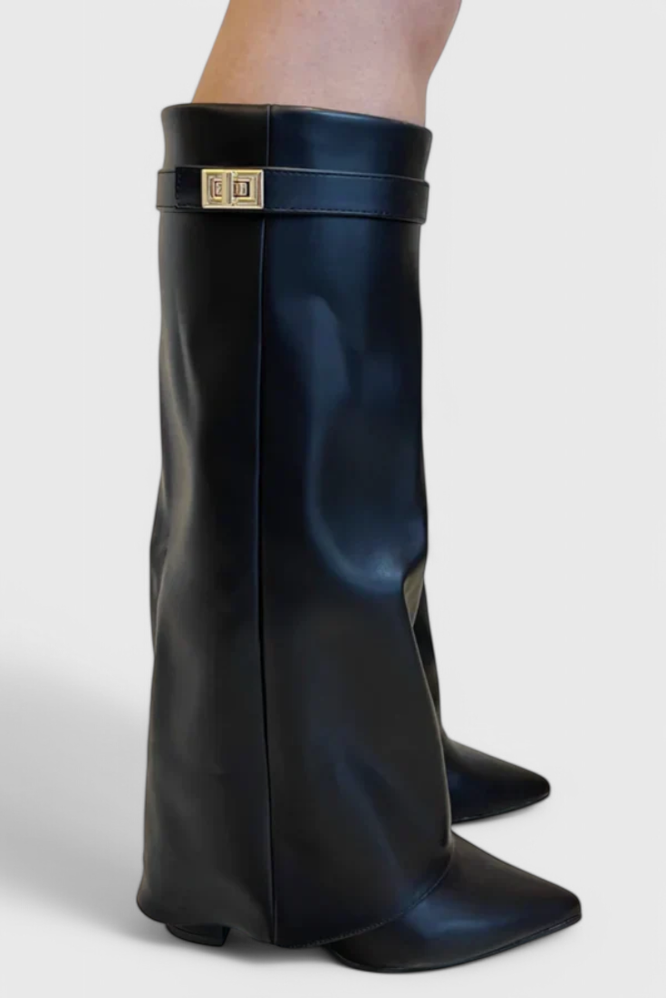 MODEGEIST Damen Ankle Boots Glatt Schwarz Kunstleder Alltag