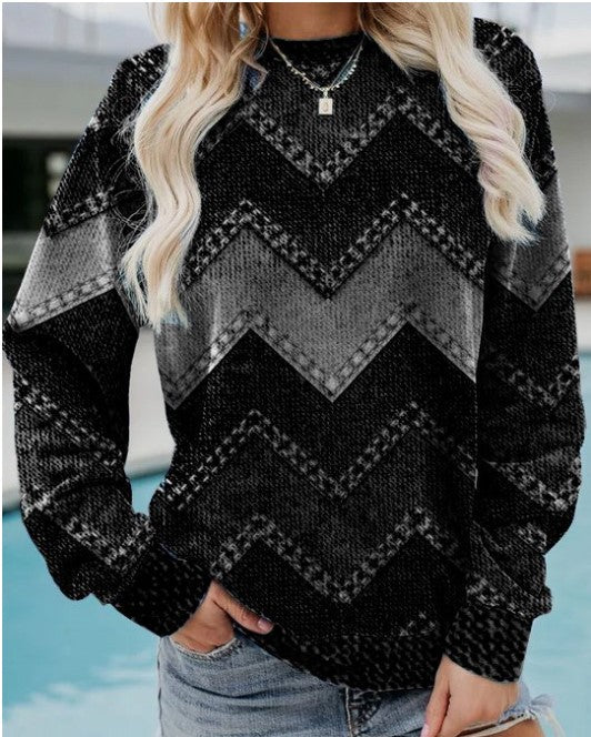 ModeGeist | Lässiges Sweatshirt mit Zickzack-muster Weich und Trendy Perfekt für Den Alltag