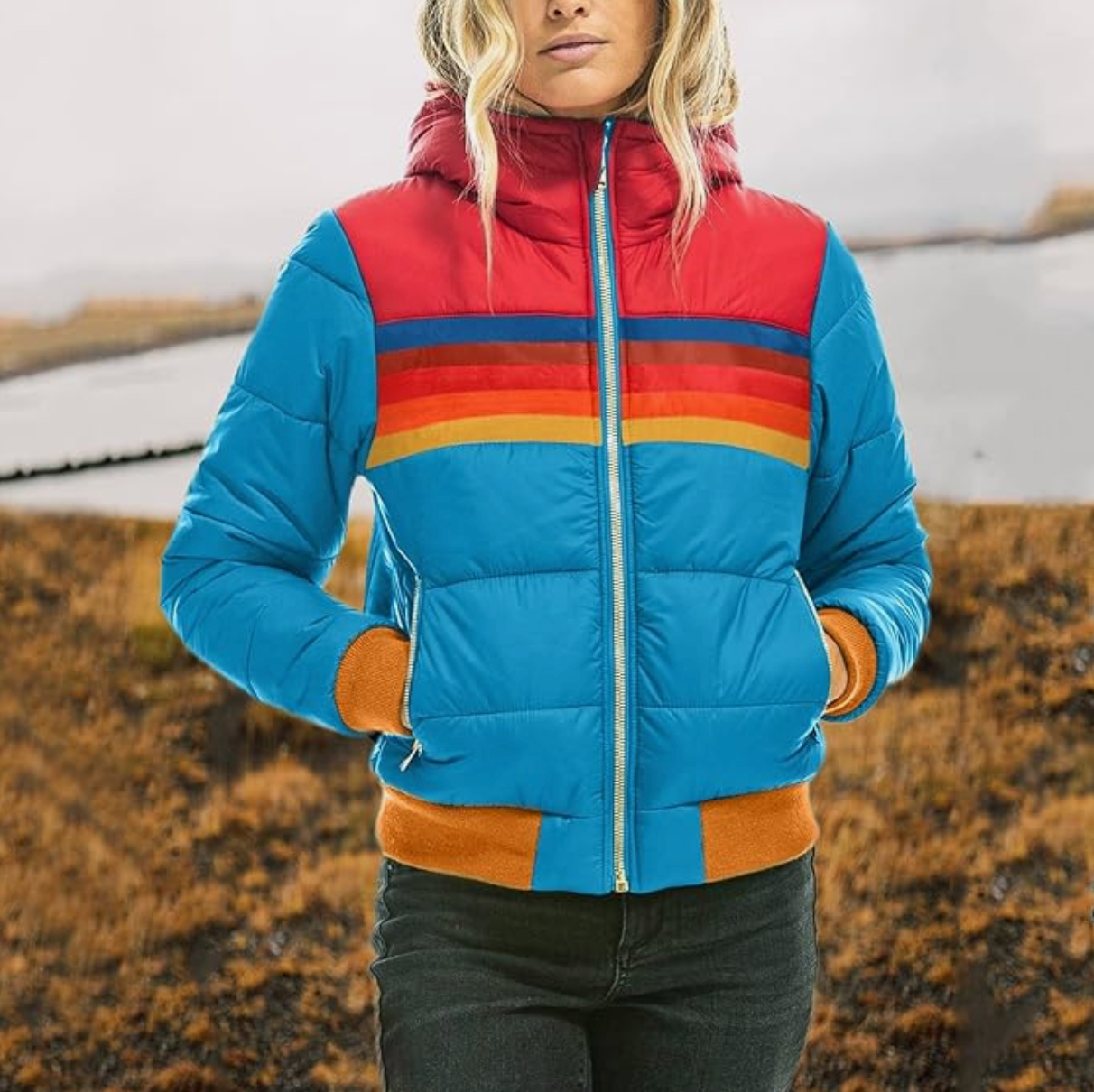 ModeGeist | Vintage Jacke mit Kapuze Aus Kunstfell