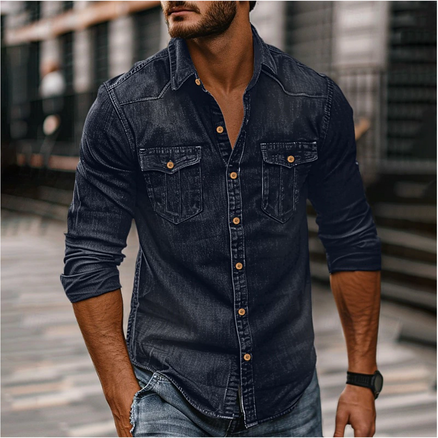 Langärmeliges Denimhemd BILL