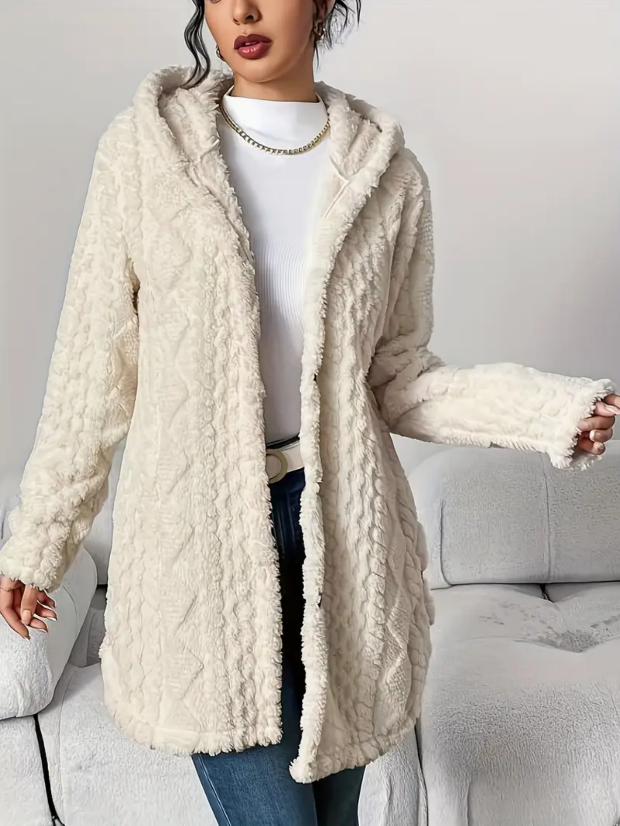 ModeGeist | Übergröße Damen Teddy Weste mit Kapuze