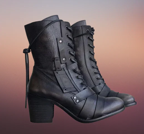 ModeGeist | Wilde Retro-Motorradstiefel mit Dicker Sohle