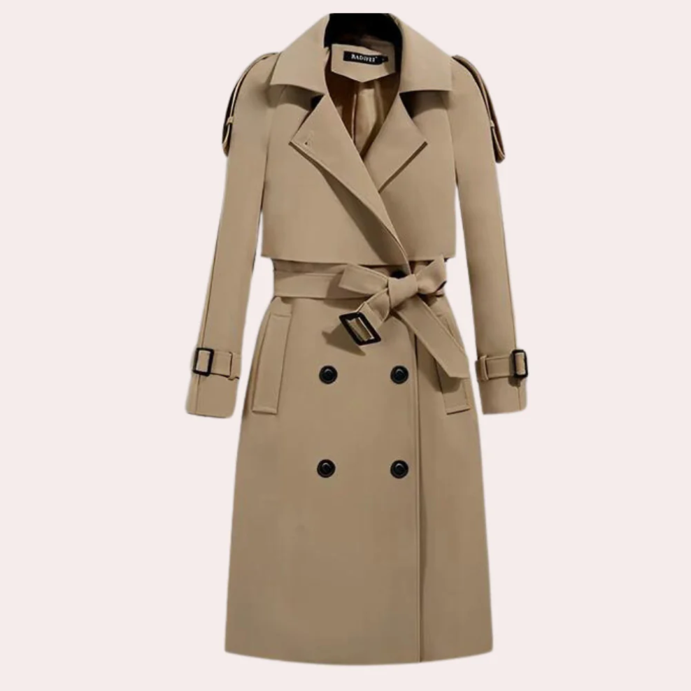 ModeGeist | Eleganter Langer Trenchcoat für Damen