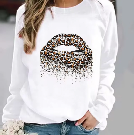 ModeGeist | Baumwollpullover mit Lippendruck