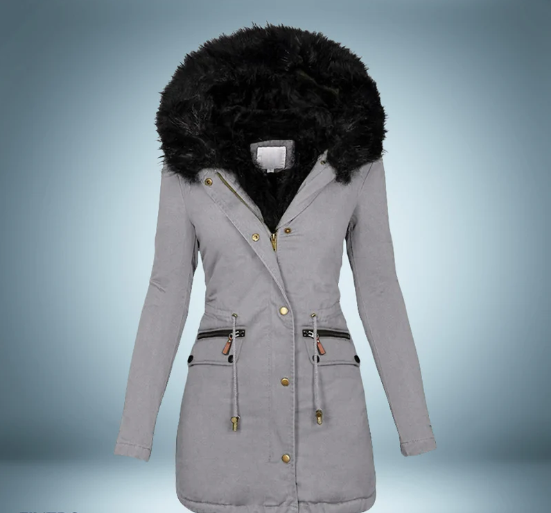 ModeGeist | Parka mit Pelzkragen In Schwarz