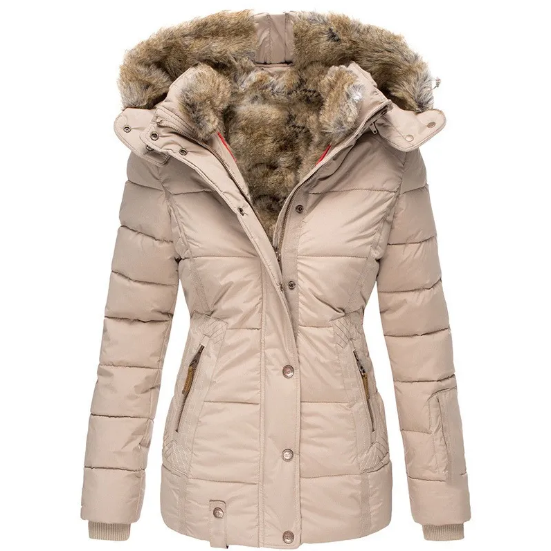 ModeGeist | Damen-Wintermantel mit Fellkapuze