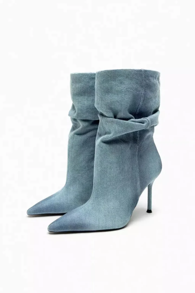 ModeGeist | Elyce Denim-Stiefel mit Hohem Absatz für Damen