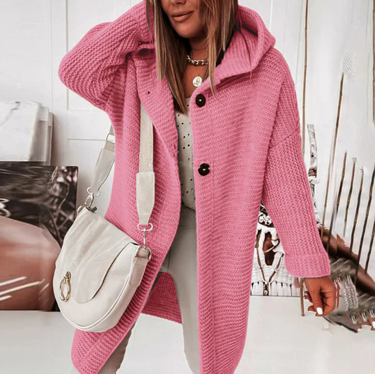 ModeGeist | Langärmlige Strickjacke mit Kapuze