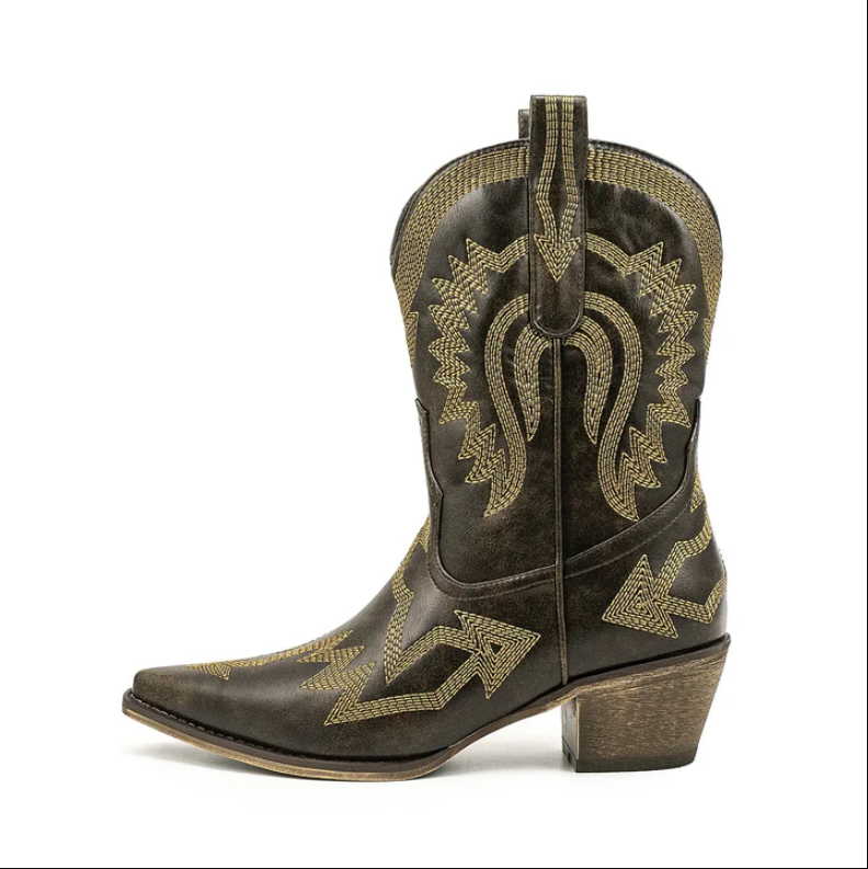 ModeGeist | Klassische Western-Cowboystiefel Aus Leder für Damen