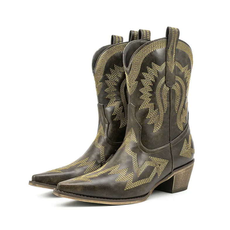 ModeGeist | Klassische Western-Cowboystiefel Aus Leder für Damen