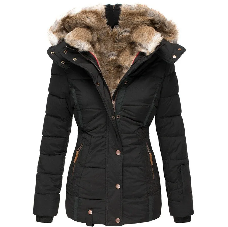 ModeGeist | Damen-Wintermantel mit Fellkapuze
