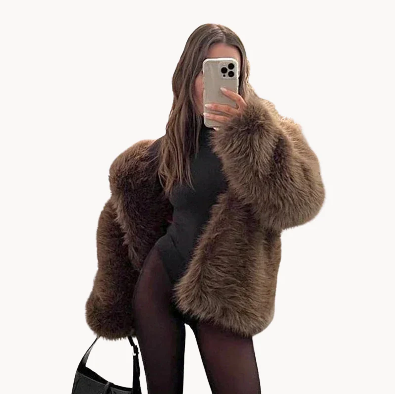 ModeGeist | Luxuriöse Jacke Aus Weichem Kunstfell für Damen