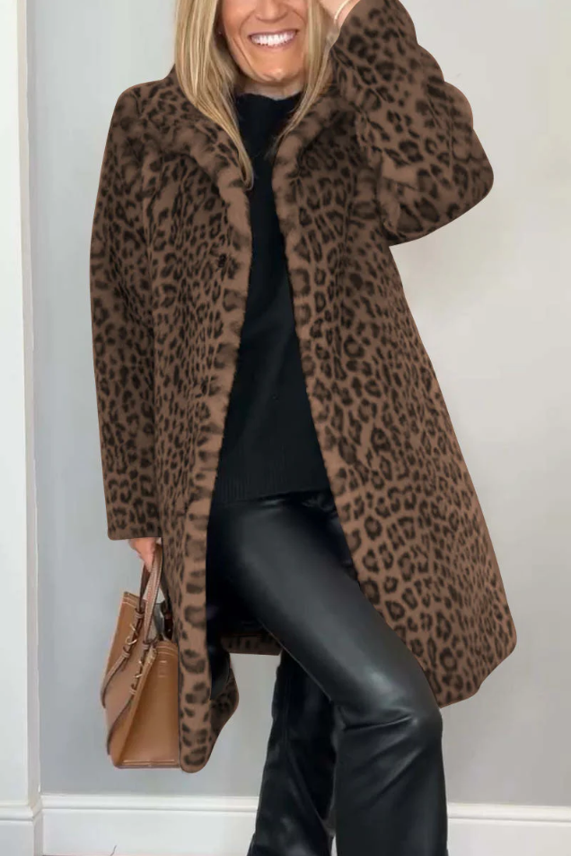 ModeGeist | Klassieke Dames Winterjas Met Luipaardprint
