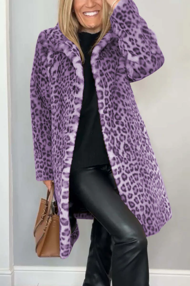 ModeGeist | Klassieke Dames Winterjas Met Luipaardprint
