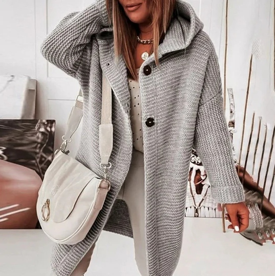 ModeGeist | Langärmlige Strickjacke mit Kapuze