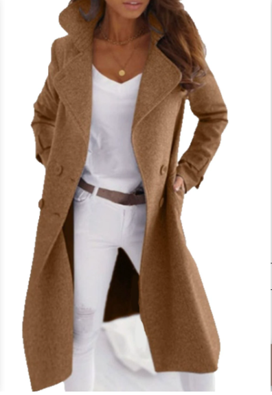 ModeGeist | Eleganter Frauen Wollmantel mit Knopfverschluss