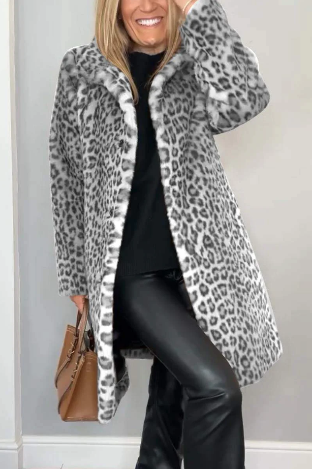 ModeGeist | Klassieke Dames Winterjas Met Luipaardprint