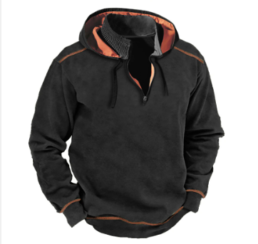 Fudus Kapuzenpullover mit langem Arm, Halb-Reißverschluss und Kordelzug